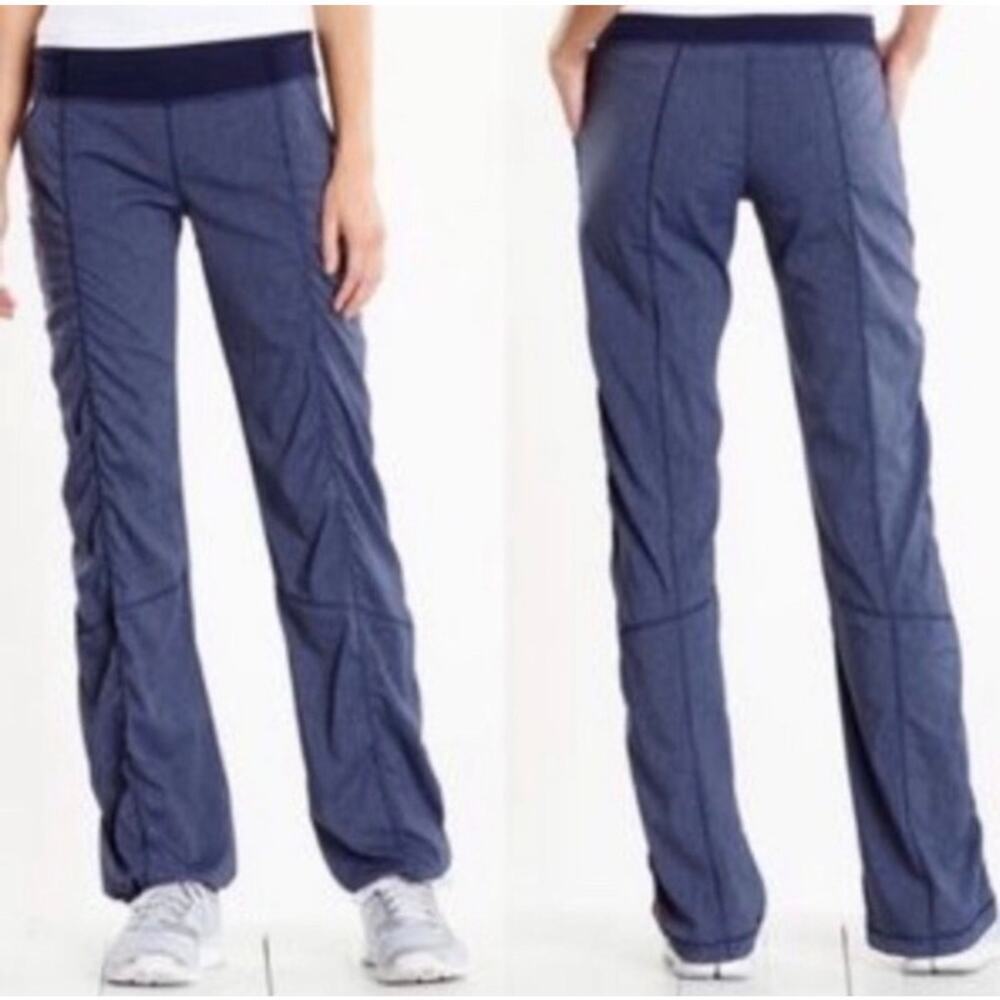 Lucy Women's Sz S Get Going Navy Activewear Bootcut Pants Ruched Convertible